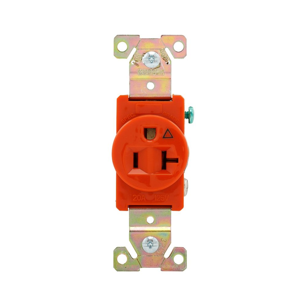 Cooper Wiring Devices IG5361RN Receptacle NEMA 5-20R Two-pole 20A 125V Isolated Ground Orange Nylon
