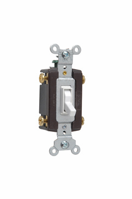 Pass & Seymour 664WG Toggle Switch 15A 120V 4-Way Push Wire Side Wire White Thermoplastic Satin