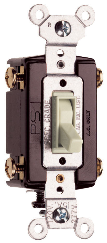 Pass & Seymour 664LAG Toggle Switch 4-Way 15A 120V Side Push Wire Light Almond Thermoplastic Satin