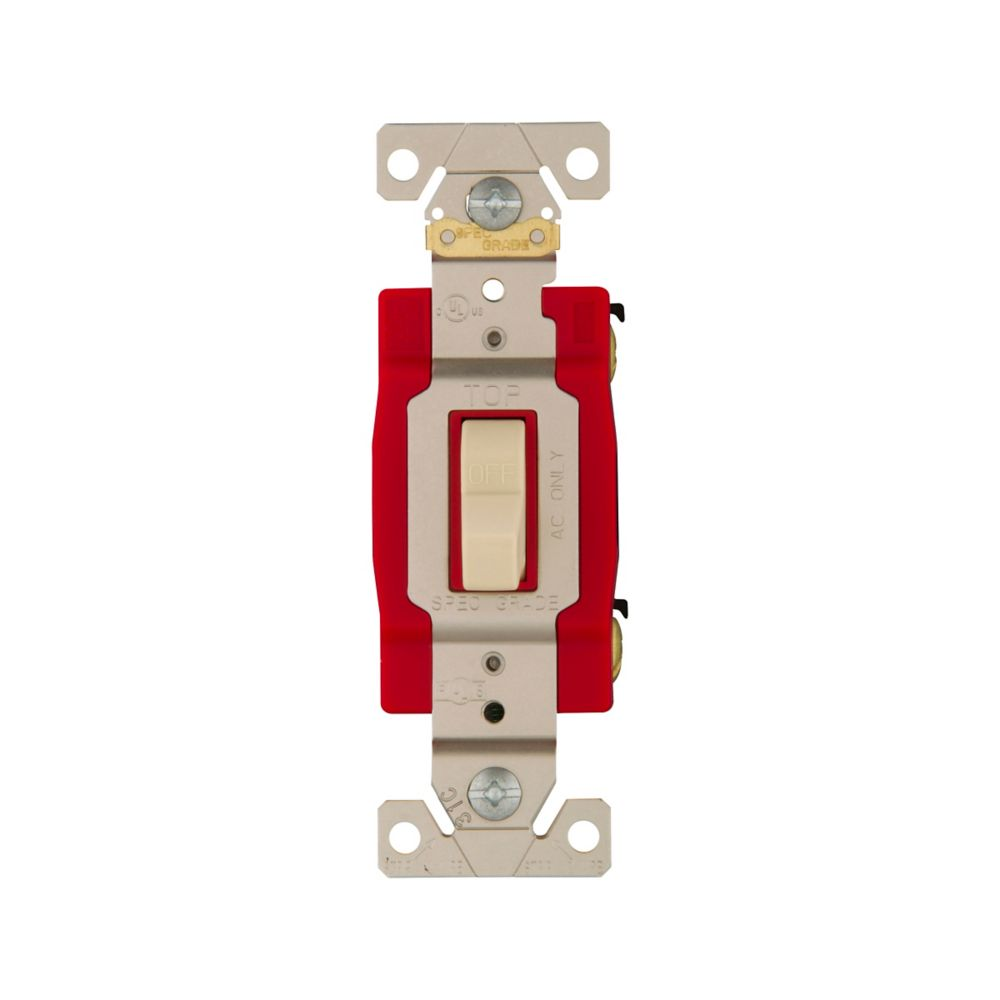 Cooper Wiring Devices AH1221W Toggle Switch 20A 120/277V Single-pole Flush Mount Polycarbonate White Brass Terminals