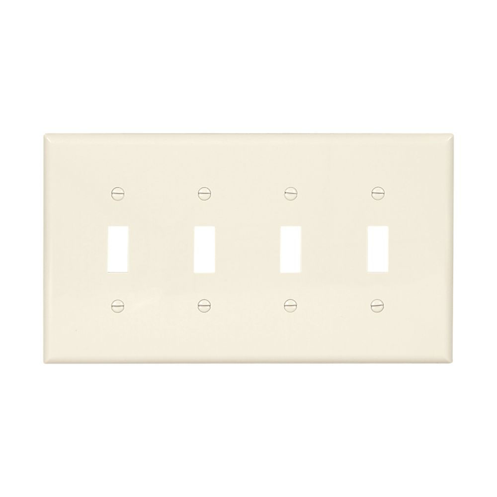 Cooper Wiring Devices PJ4LA Wallplate Four-gang Toggle Switch Almond Polycarbonate