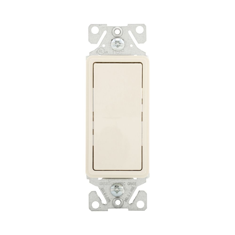 Cooper Wiring Devices 7501LA Decorator Switch 15A 120/277V Single-pole Thermoplastic Light Almond