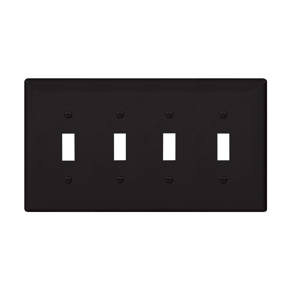 Cooper Wiring Devices PJ4BK Wallplate Four-gang Toggle Switch Black Polycarbonate