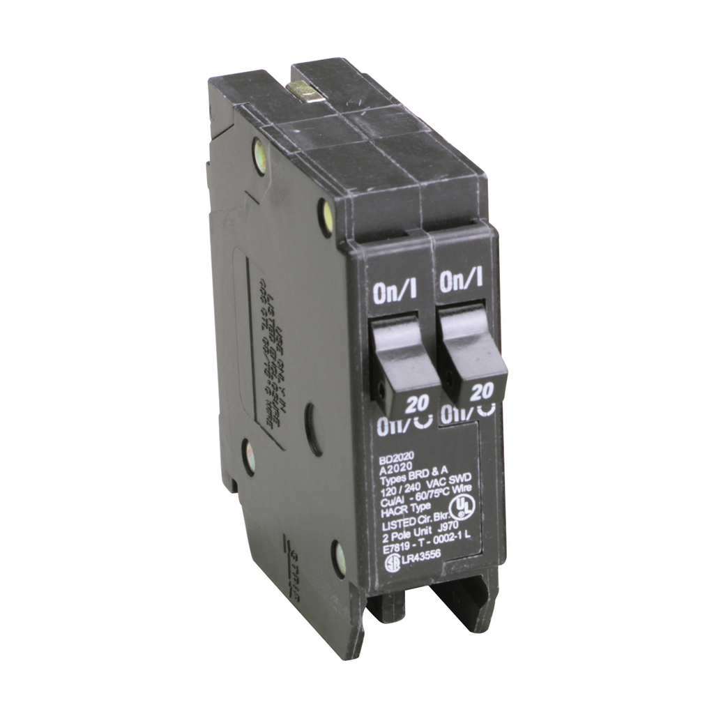 Cutler-Hammer BD2020 BD Duplex Circuit Breaker (2) 20A 120V Single-pole 10 kAIC Plug-on