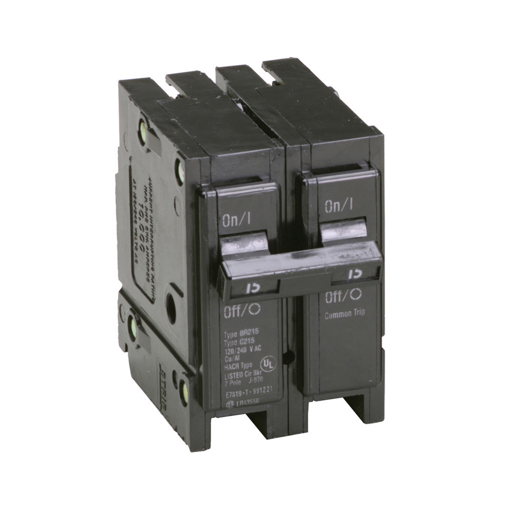 Cutler-Hammer BR215 Circuit Breaker Two-Pole 15A 120/240V 10 kAIC Plug-On