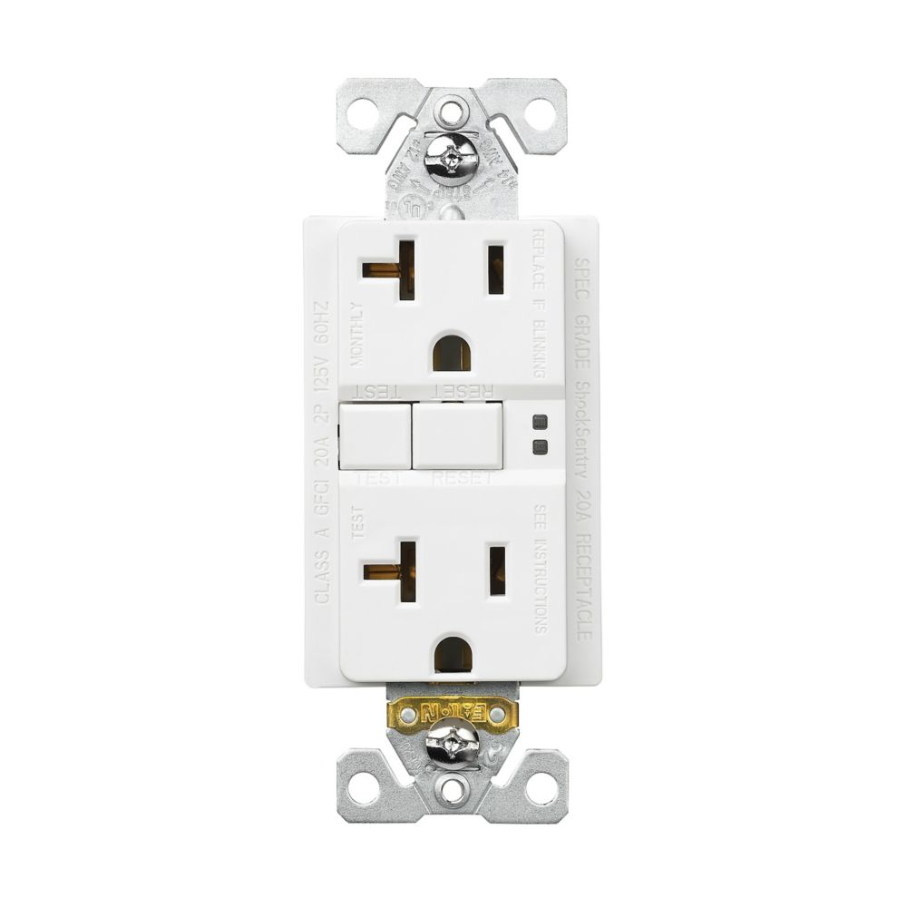 Cooper Wiring Devices SGF20W GFCI Duplex Self-Test 20A 125V NEMA 5-20R White Thermoplastic