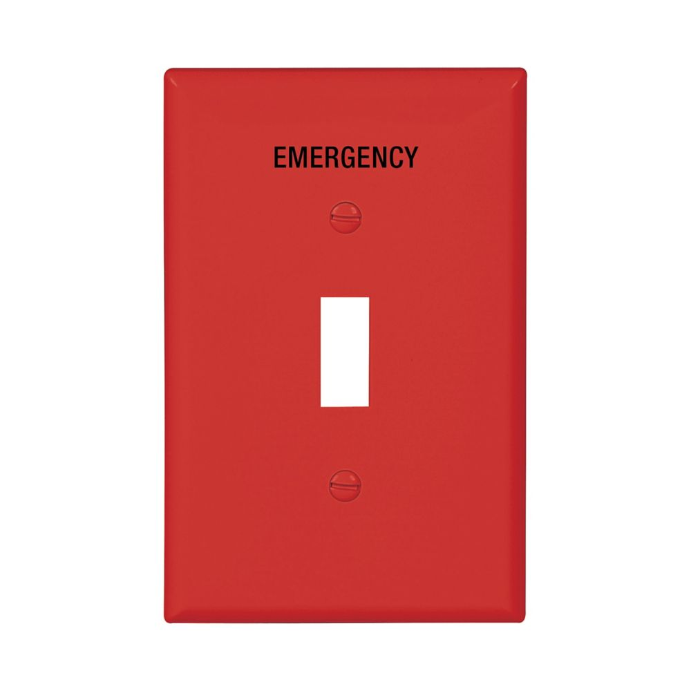 Cooper Wiring Devices PJ1EMRD Wallplate Emergency Single-gang Toggle Switch Red Polycarbonate