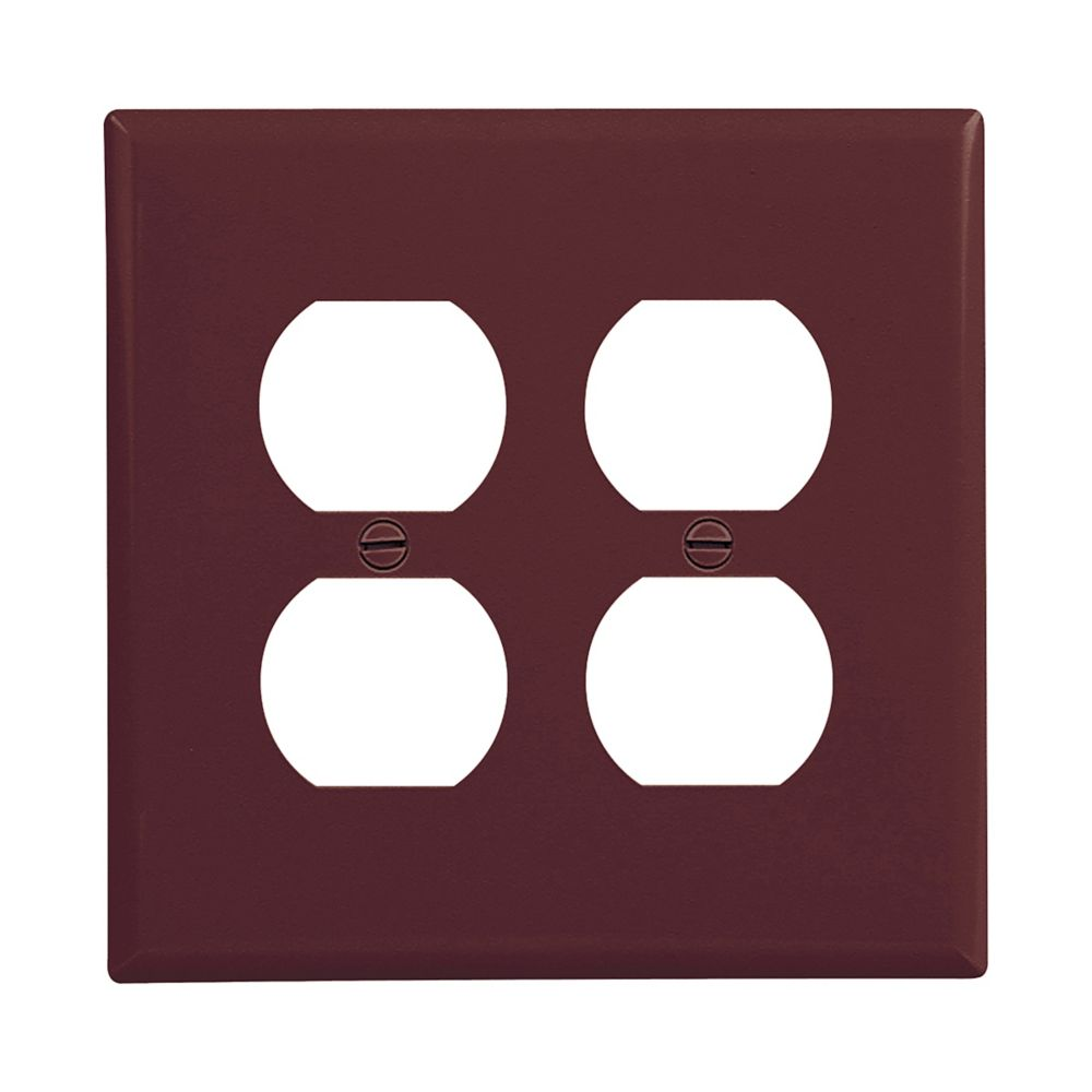 Cooper Wiring Devices PJ82B Wallplate Two-gang Mid-size Power Outlet Cutout Brown Polycarbonate