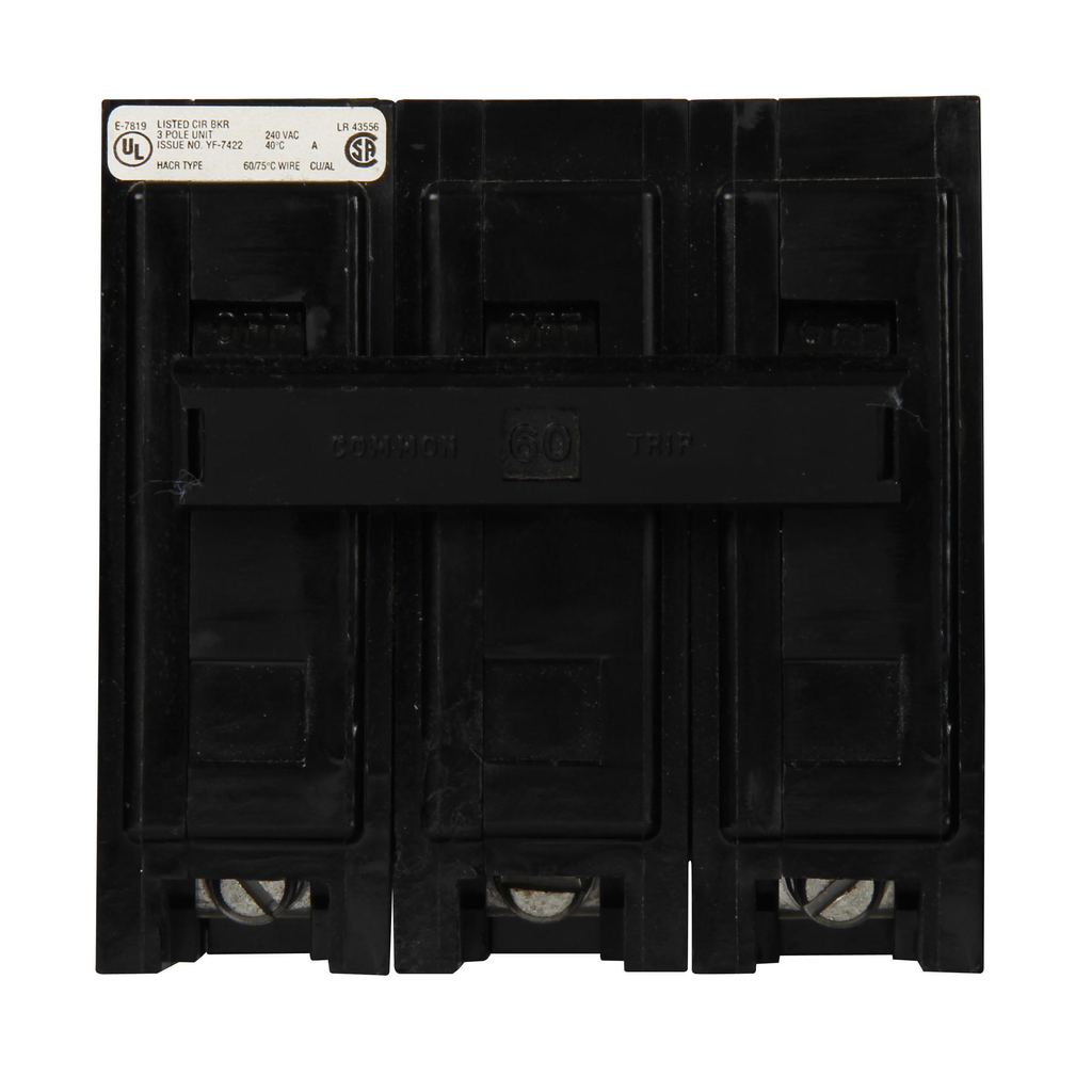 Cutler-Hammer BAB3060H Circuit Breaker 60A 240V Three-pole HACR Rated 10 kAIC