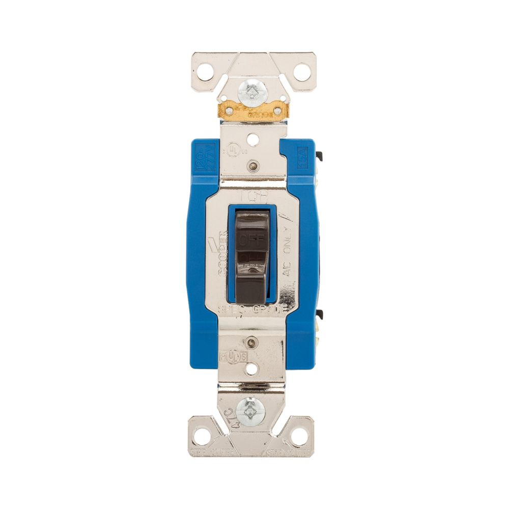 Cooper Wiring Devices AH1201B Toggle Switch 15A 120/277V Single-pole Brass Brown Polycarbonate Flush Mount