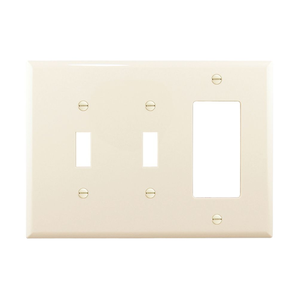 Cooper Wiring Devices PJ226LA Wallplate Combination Cutout Three-gang Light Almond Polycarbonate