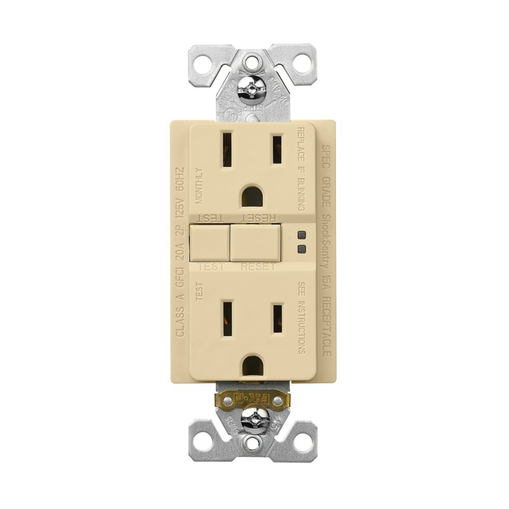 Cooper Wiring Devices SGF15V GFCI Receptacle Duplex Self-Test 15A 125V Back Side Ivory Thermoplastic