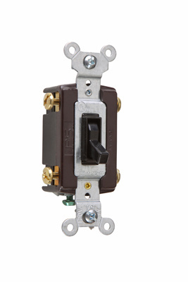 Pass & Seymour 664BKG Toggle Switch 4-Way 15A 120V Side Wire Push Wire Extra Long Strap Satin Black Thermoplastic