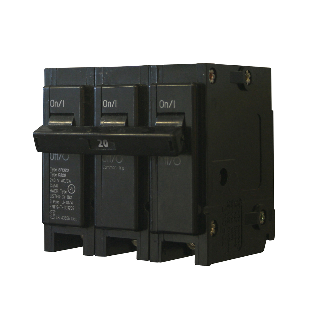 Cutler-Hammer BR320 Circuit Breaker Three-Pole 20A 240V Plug-On 10kAIC