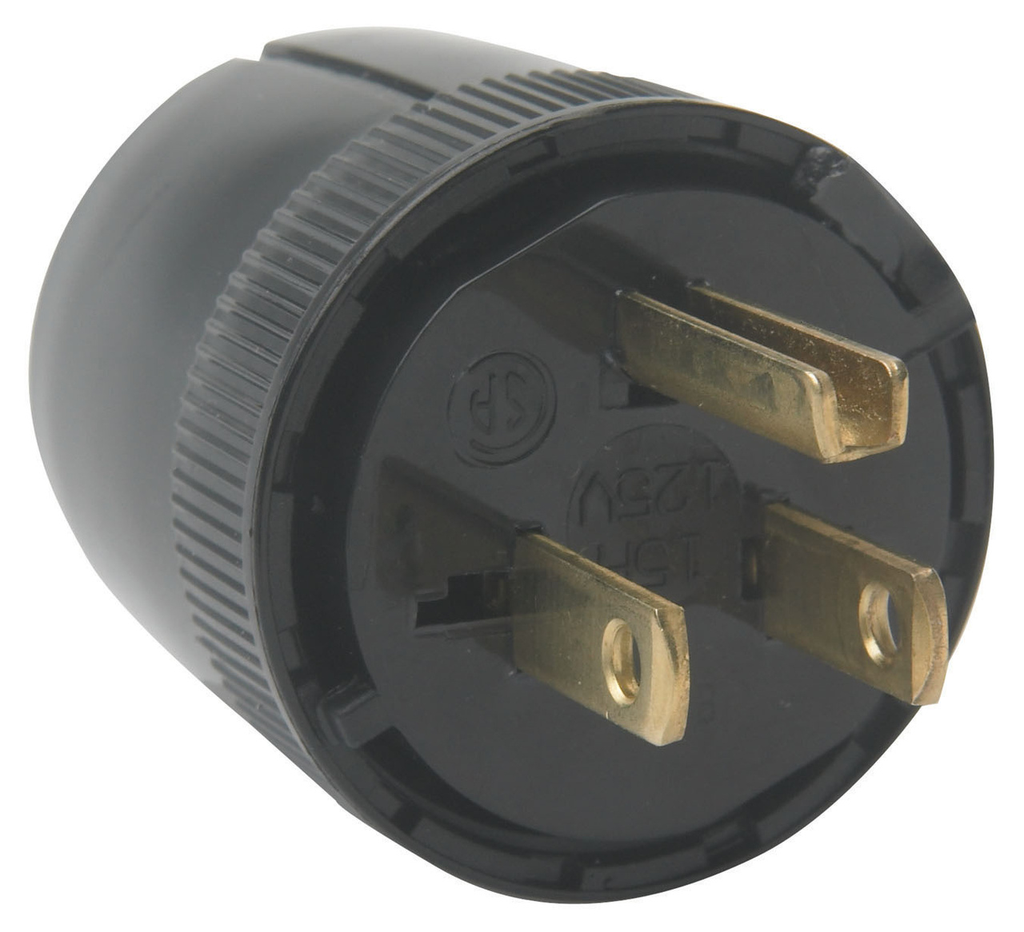 Pass & Seymour 5276BK Plug NEMA 5-15P 15A #4 AWG Black Nylon