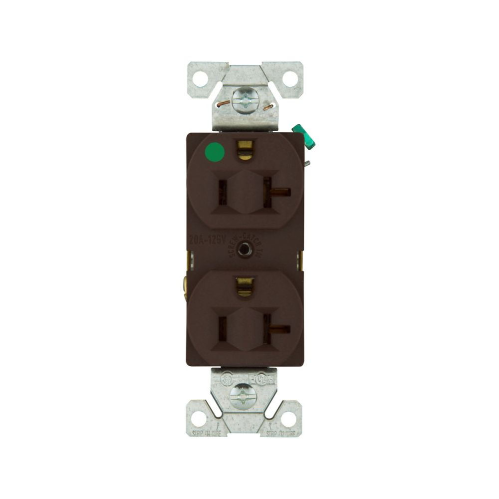 Cooper Wiring Devices 8300B Duplex Receptacle 20A 125V Two-pole Flush Brown Nylon PVC