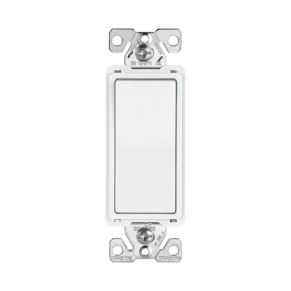Cooper Wiring Devices 7601W-BOX Decorator Switch Single-pole 15A 120/277V Antimicrobial Paddle Thermoplastic White