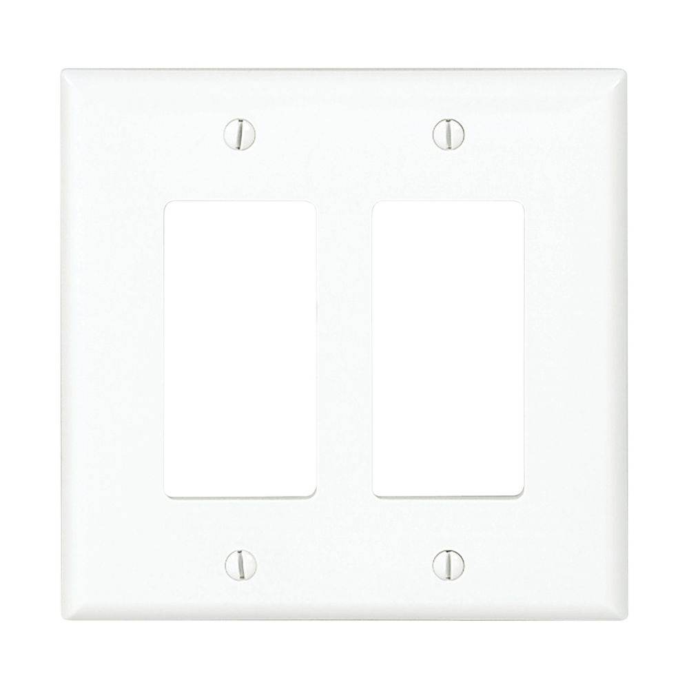 Cooper Wiring Devices PJ262W Wallplate Two-gang Decorator Cutout Mid-size White Polycarbonate