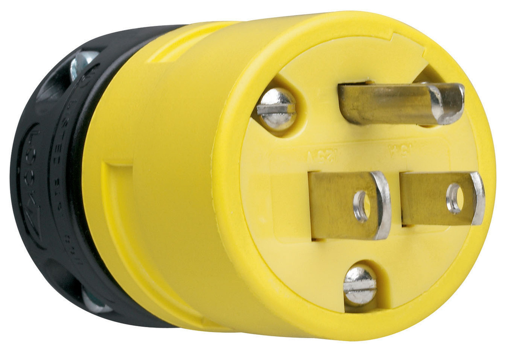 Pass & Seymour 1447 Plug 15A 125V 5-15P Double Pole Straight Blade Yellow Rubber