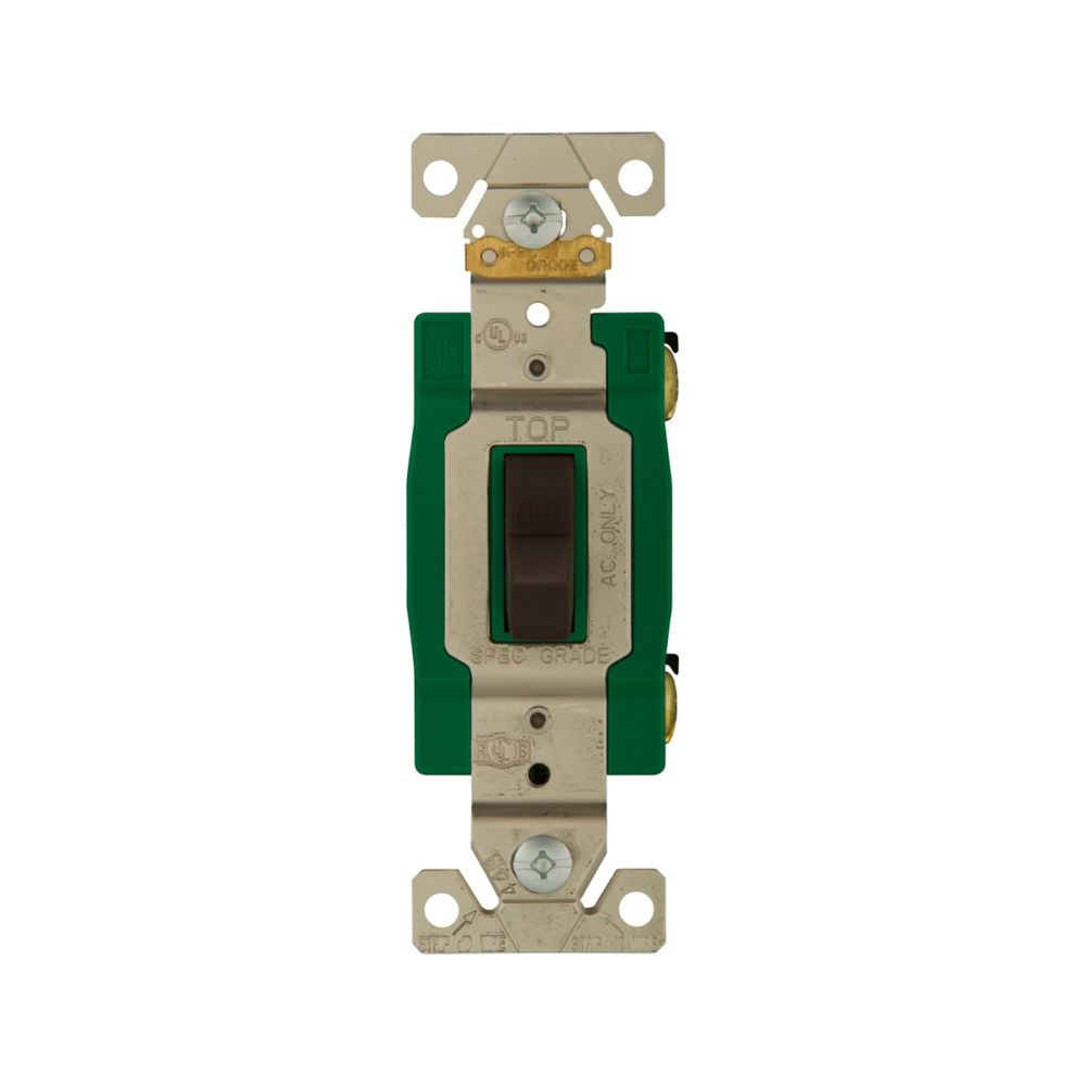 Cooper Wiring Devices AH1201V Toggle Switch Single-pole 15A 120/277V Brass Polycarbonate Ivory Flush