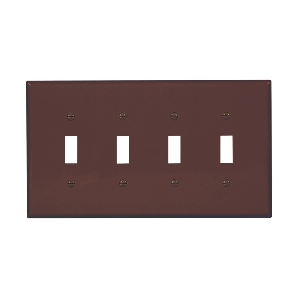 Cooper Wiring Devices PJ4B Wallplate Mid-size Four-gang Toggle switch Brown Polycarbonate