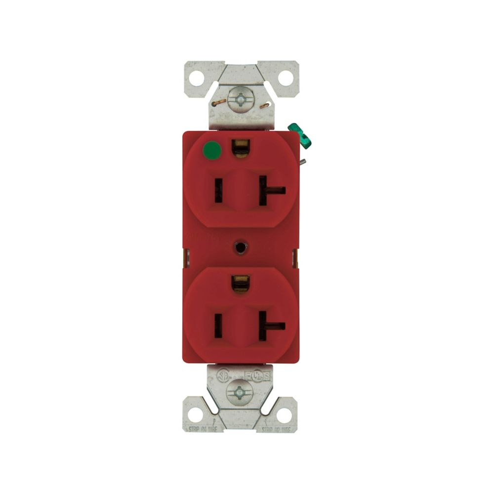 Cooper Wiring Devices 8300RD Duplex Receptacle 20A 125V Two-pole Auto-Grounding Red Nylon PVC