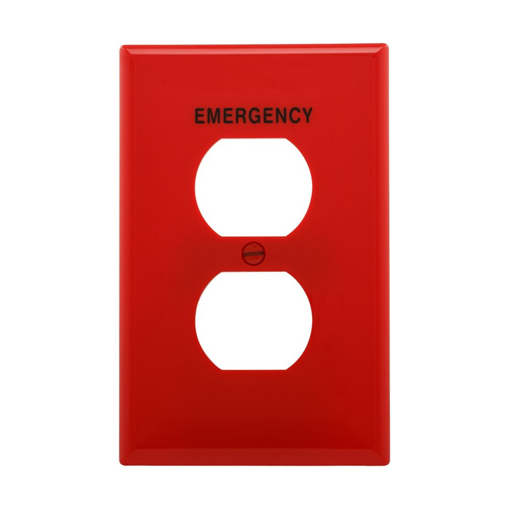 Cooper Wiring Devices PJ8EMRD Wallplate Single-gang Emergency Red Polycarbonate