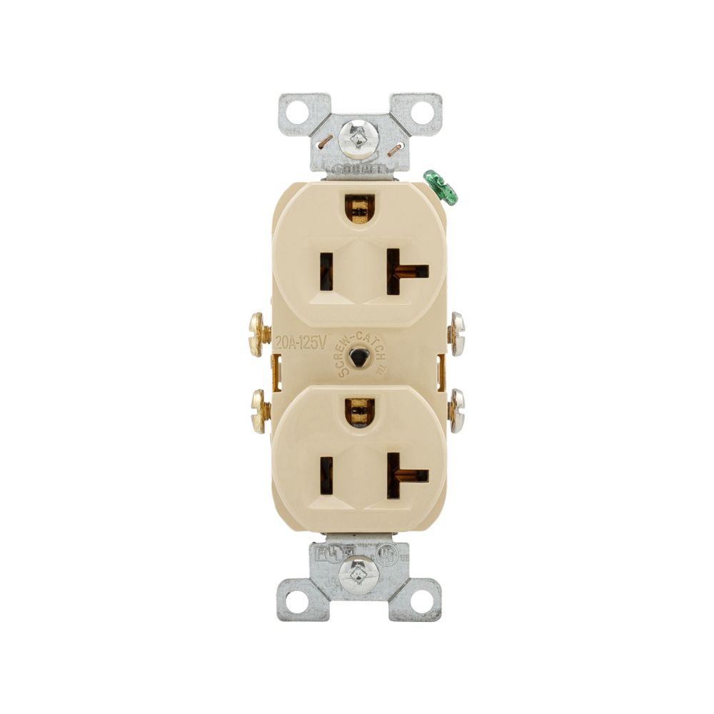 Cooper Wiring Devices CR20V Duplex Receptacle Tamper Resistant 20A 125V Automatic Grounding Ivory Nylon PVC