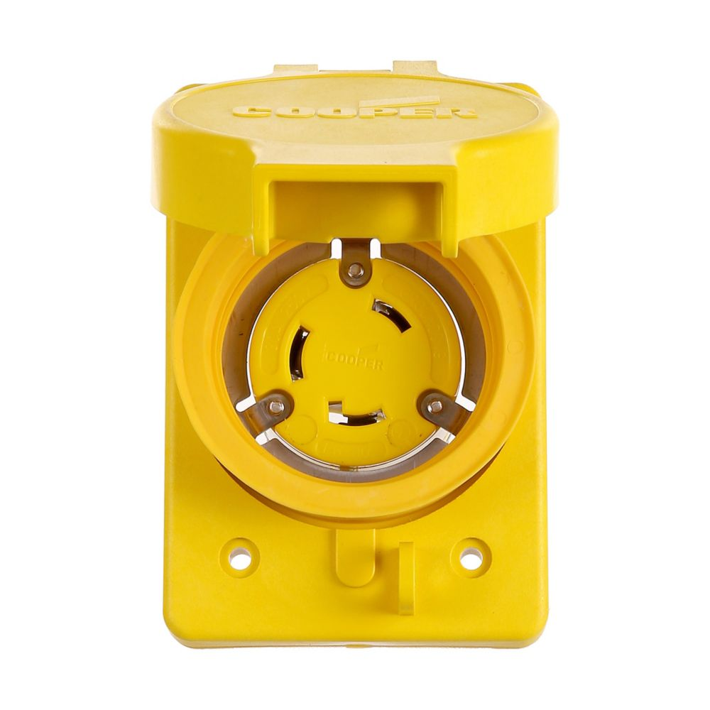 Cooper Wiring Devices L630RW Locking Receptacle 30A 250V NEMA L6-30 Two-pole Three-wire Watertight Yellow Thermoplastic