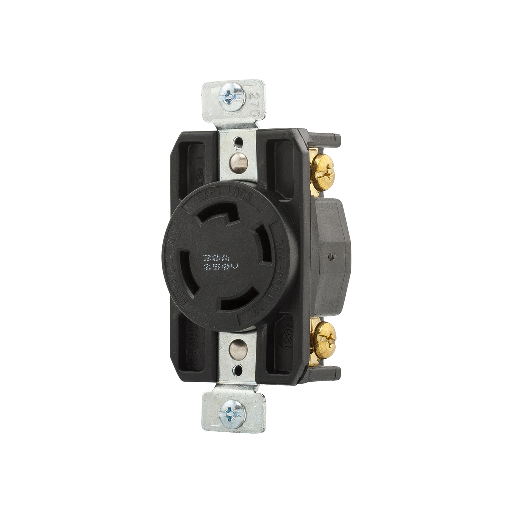 Cooper Wiring Devices AHL1530R Locking Receptacle L15-30 30A 250V Three-pole Four-wire Black Glass-filled nylon Brass