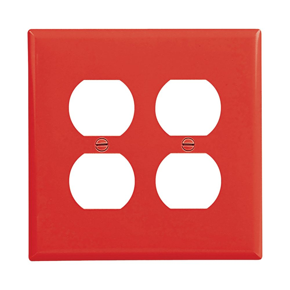 Cooper Wiring Devices PJ82RD Wallplate Two-gang Mid-size Polycarbonate Red
