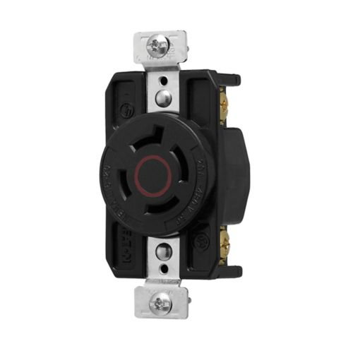 Cooper Wiring Devices AHCL1620R Locking Receptacle L16-20 480V 20A 3-Pole Back Side Wired Glass Filled Nylon Red Black
