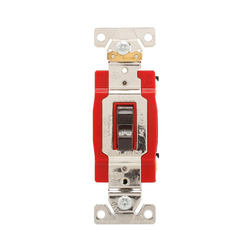 Cooper Wiring Devices AH1221B Toggle Switch 20A 120/277V Single-pole Back and Side Wiring Brown Polycarbonate