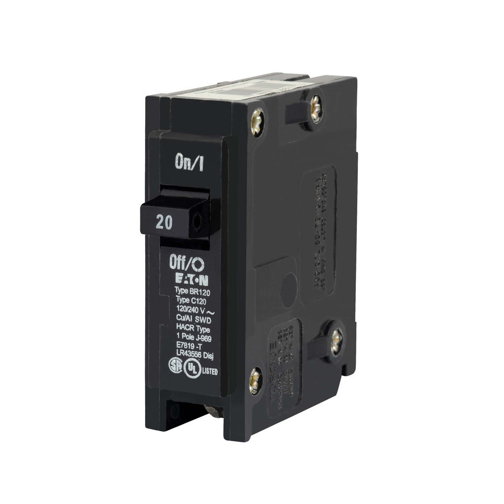 Cutler-Hammer BR120 Thermal Magnetic Single-Pole 20A 120/240V Plug-on Circuit Breaker