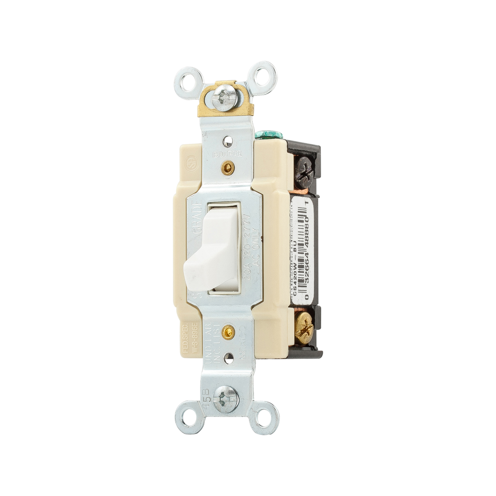Cooper Wiring Devices CS420W-BU Toggle Switch Four-way 120/277V Copper Alloy White
