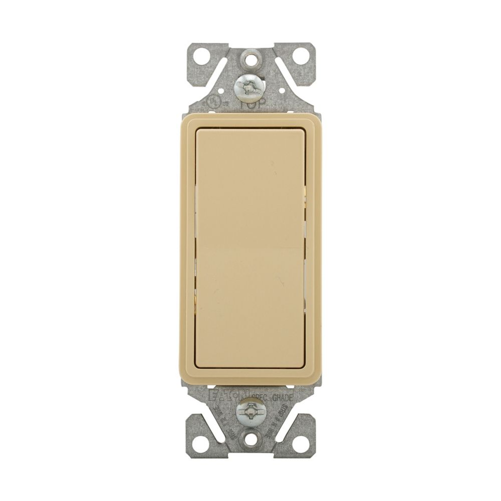 Cooper Wiring Devices 7503V-BOX Decorator Switch 15A 120/277V Three-way Flush Ivory Thermoplastic
