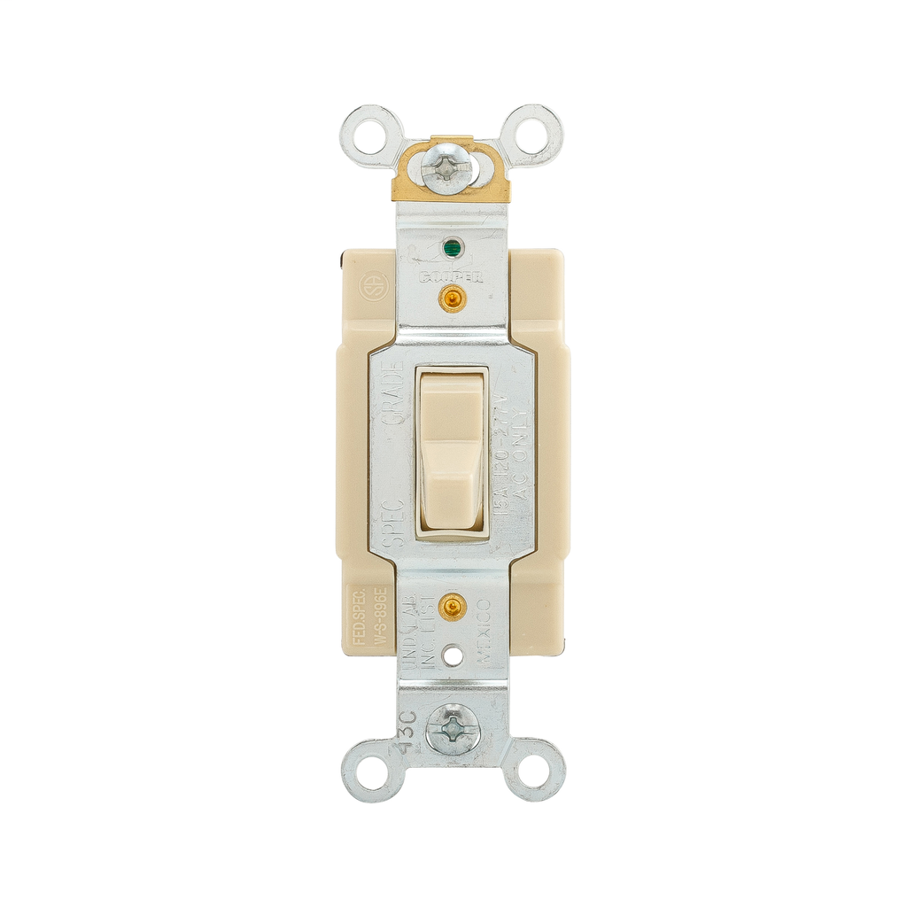Cooper Wiring Devices CS415V-BU Toggle Switch Four-way 120/277V Side Wire Ivory Copper Alloy