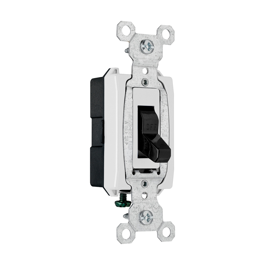 Pass & Seymour CS15AC1BK Toggle Switch 15A 120/277VAC Single Pole Indoor Black Thermoplastic