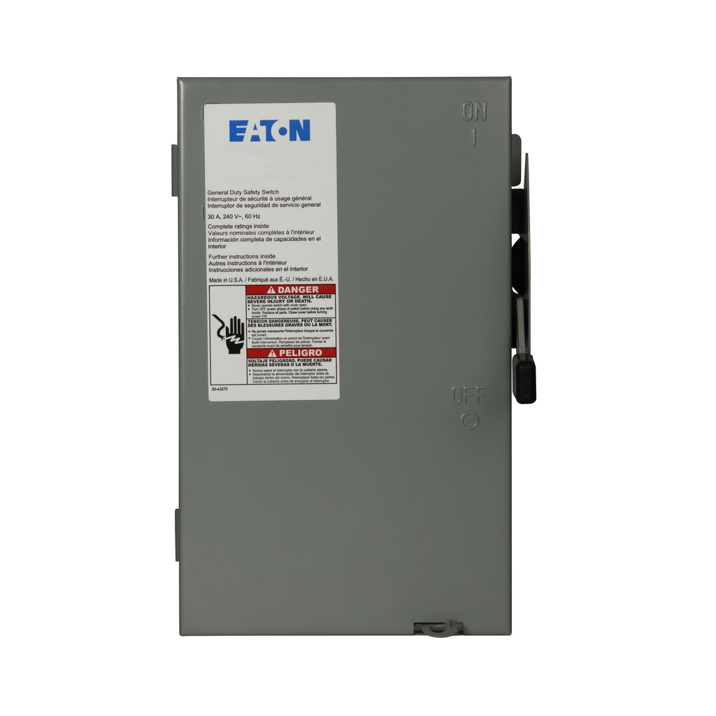Cutler-Hammer DG321UGB General Duty Safety Switch Non-fusible Three-pole 30A 240V NEMA 1 Painted Steel