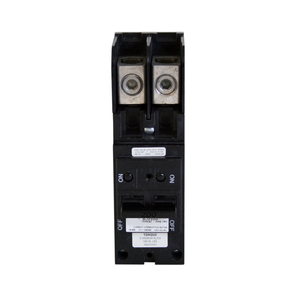 Cutler-Hammer BJ2200 Two-pole Main Circuit Breaker 200A 120/240V 10 kAIC Plug-on