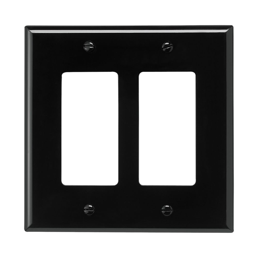 Cooper Wiring Devices PJ262BK Wallplate Decorator Two-gang Mid-size Black Polycarbonate