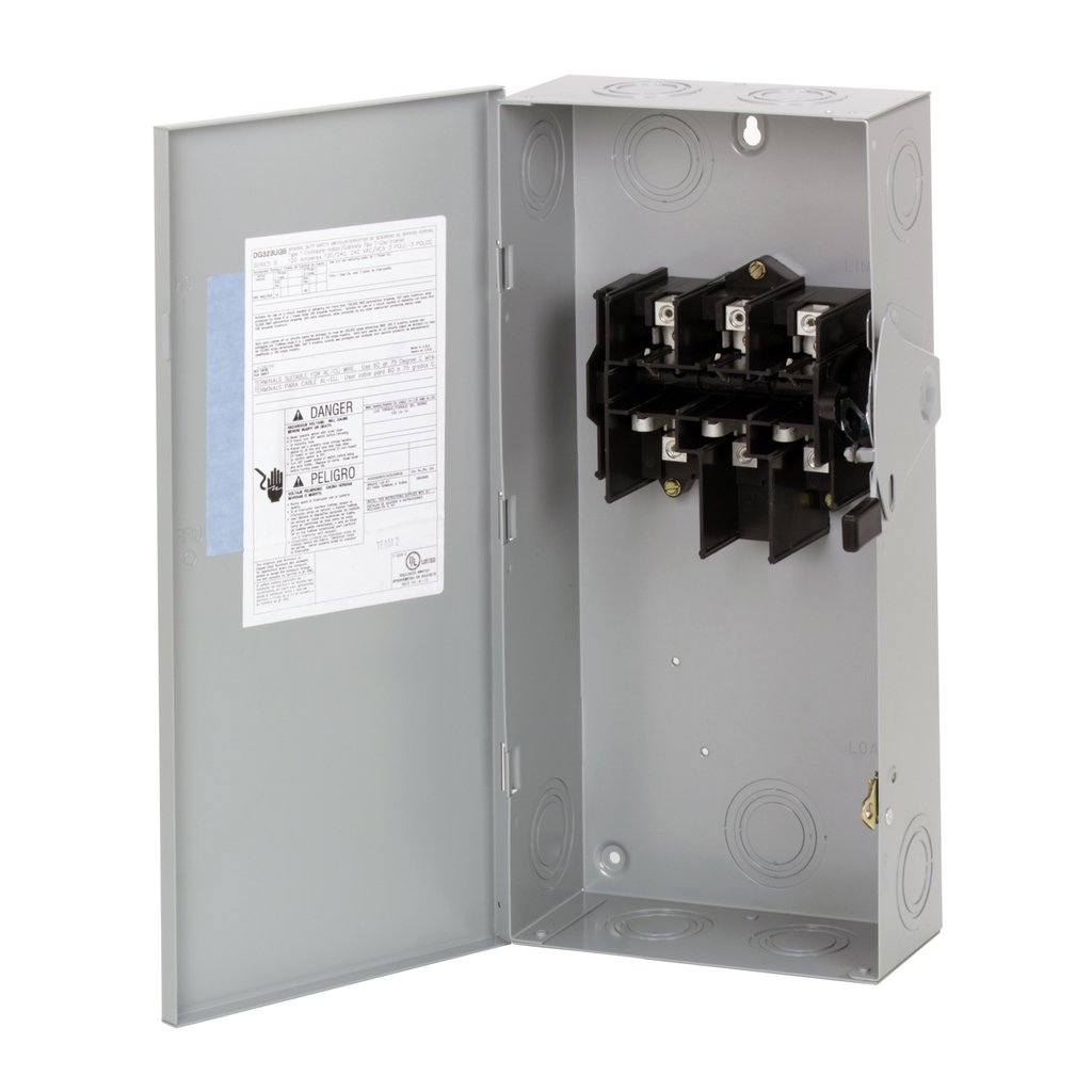 Cutler-Hammer DG323NGB Safety Switch 100A 240V 3-Pole Fusible with Neutral NEMA 1 Painted Steel