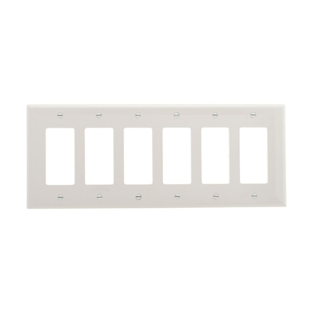 Cooper Wiring Devices PJ266W Wallplate Six-gang Decorator White Polycarbonate