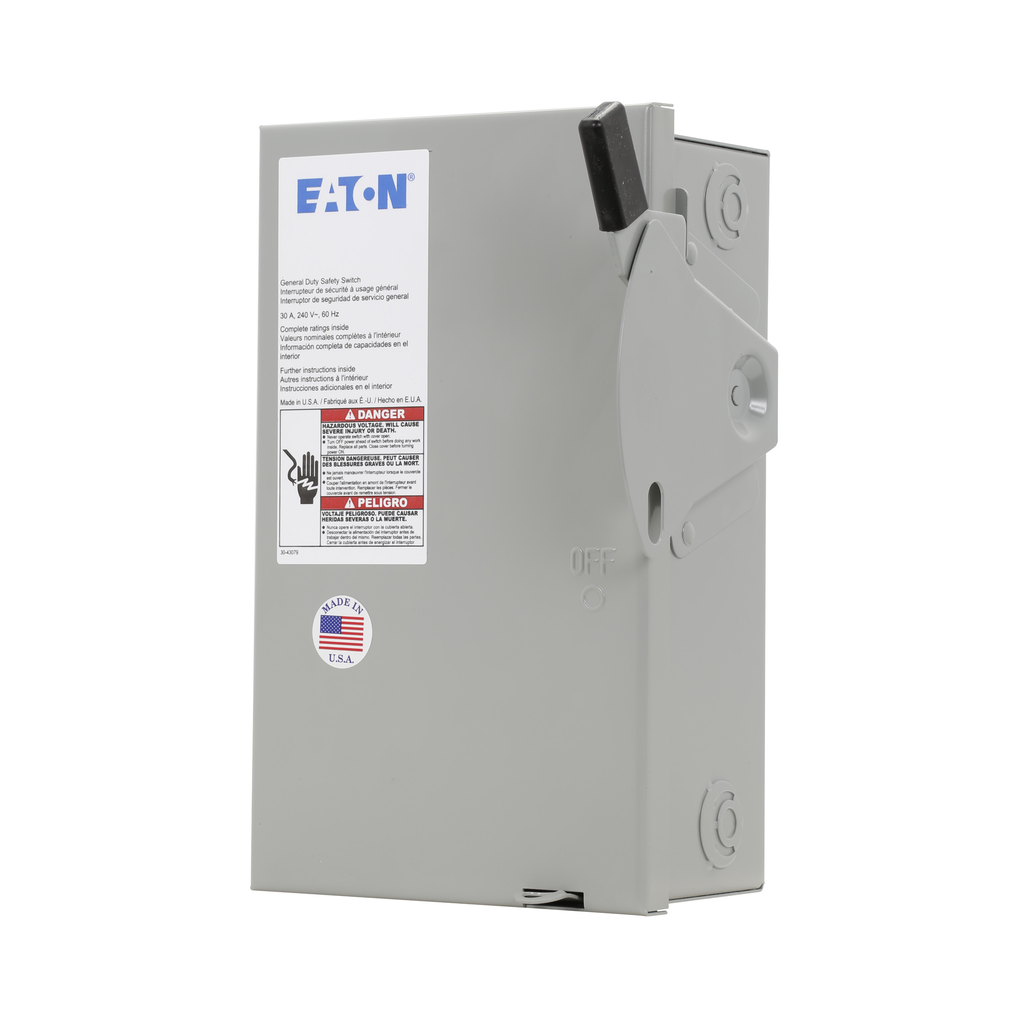 Cutler-Hammer DG221UGB Safety Switch 30A 240V Two-pole Non-fusible NEMA 1 Painted Steel