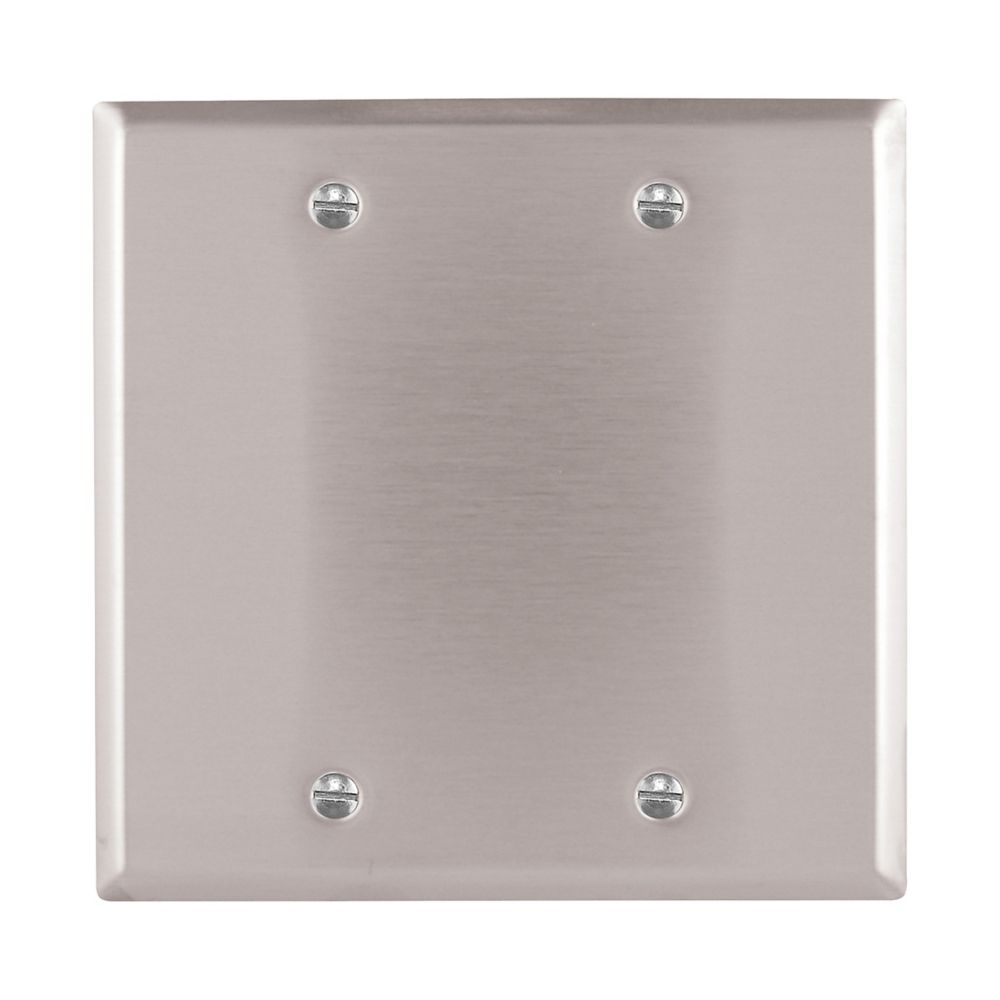 Cooper Wiring Devices 93152-BOX Two-Gang Blank Wallplate Stainless Steel