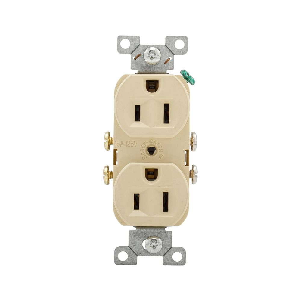 Cooper Wiring Devices CR15V Duplex Receptacle 15A 125V Two-pole Three-wire Brass Ivory PVC