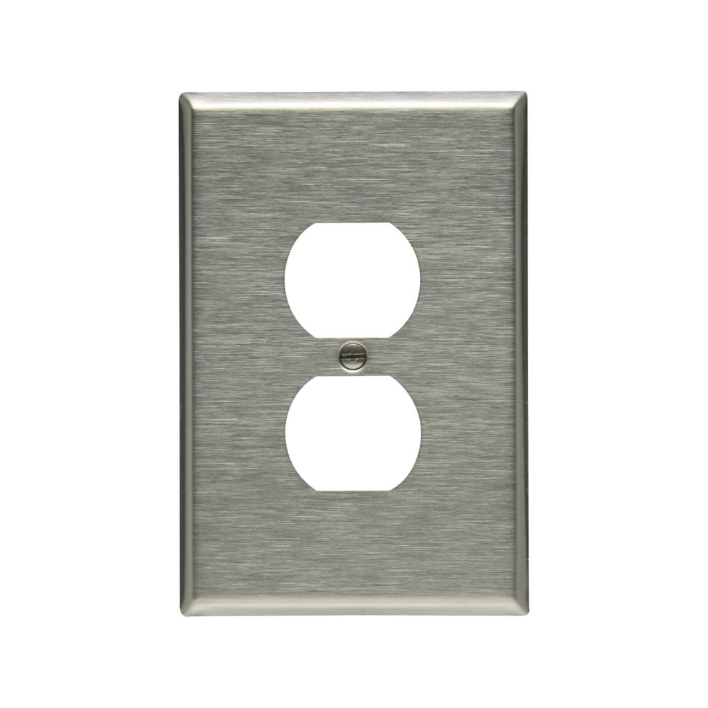 Cooper Wiring Devices 93801-BOX Wallplate Oversize Single-Gang Power Outlet Stainless Steel