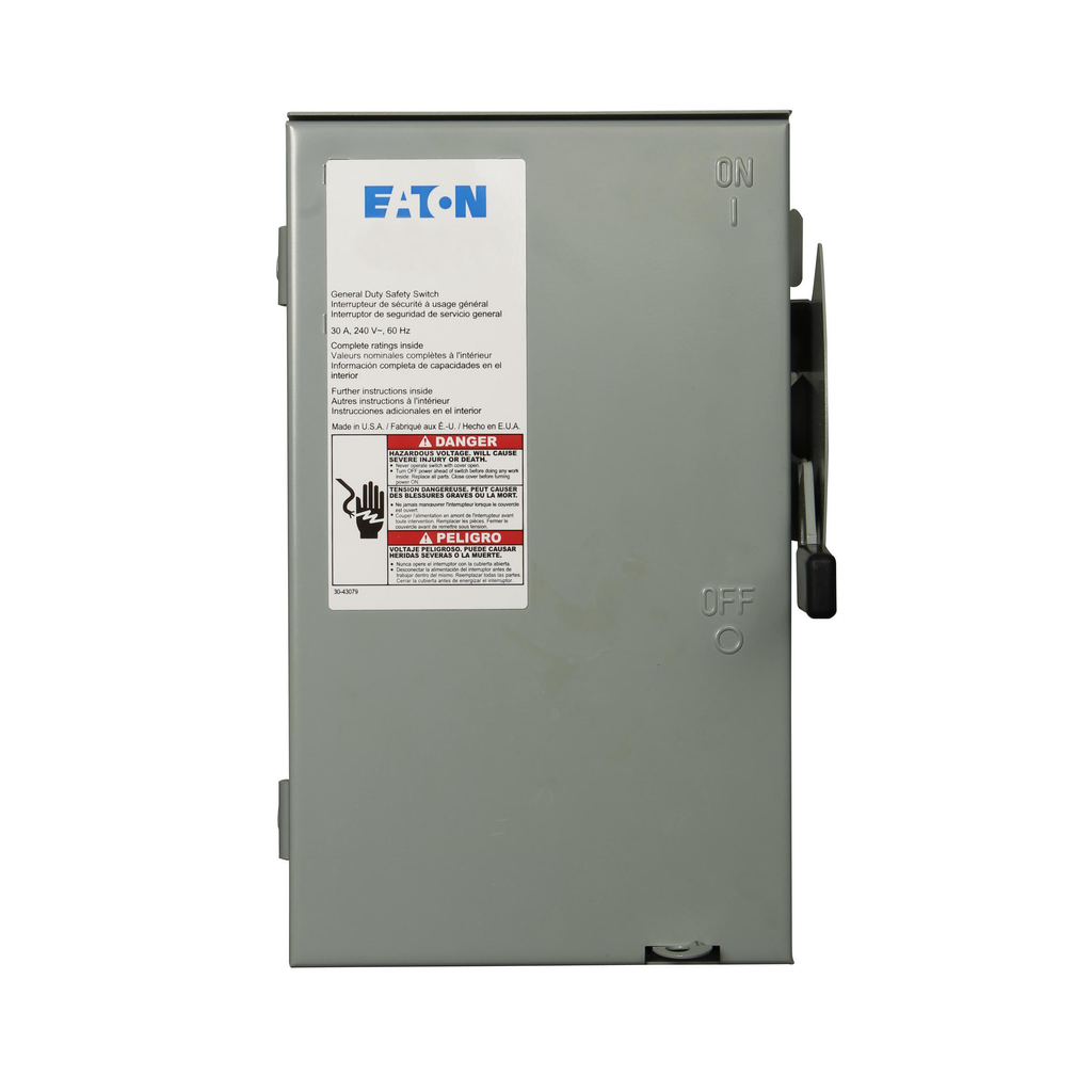 Cutler-Hammer DG321URB Safety Switch Three-pole 30A 240V NEMA 3R Painted Galvanized Steel