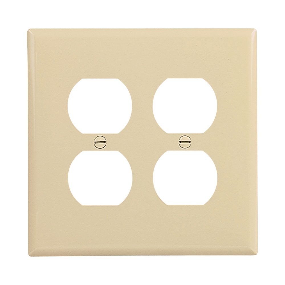 Cooper Wiring Devices PJ82V Wallplate Mid-size Two-gang Power outlet Ivory Polycarbonate