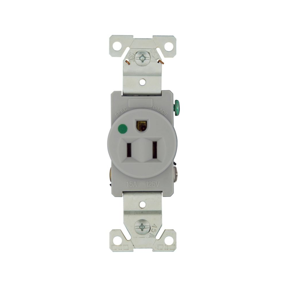 Cooper Wiring Devices 8210GY Receptacle 15A 125V NEMA 5-15R Two-pole Three-wire Flush Gray Nylon Brass